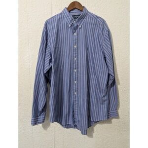 Ralph Lauren Polo Classic Fit Button Down Shirt XL Striped Blue